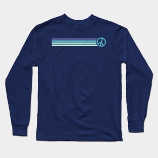 RETRO PEACE STRIPES - Vintage Blue Long Sleeve T-Shirt